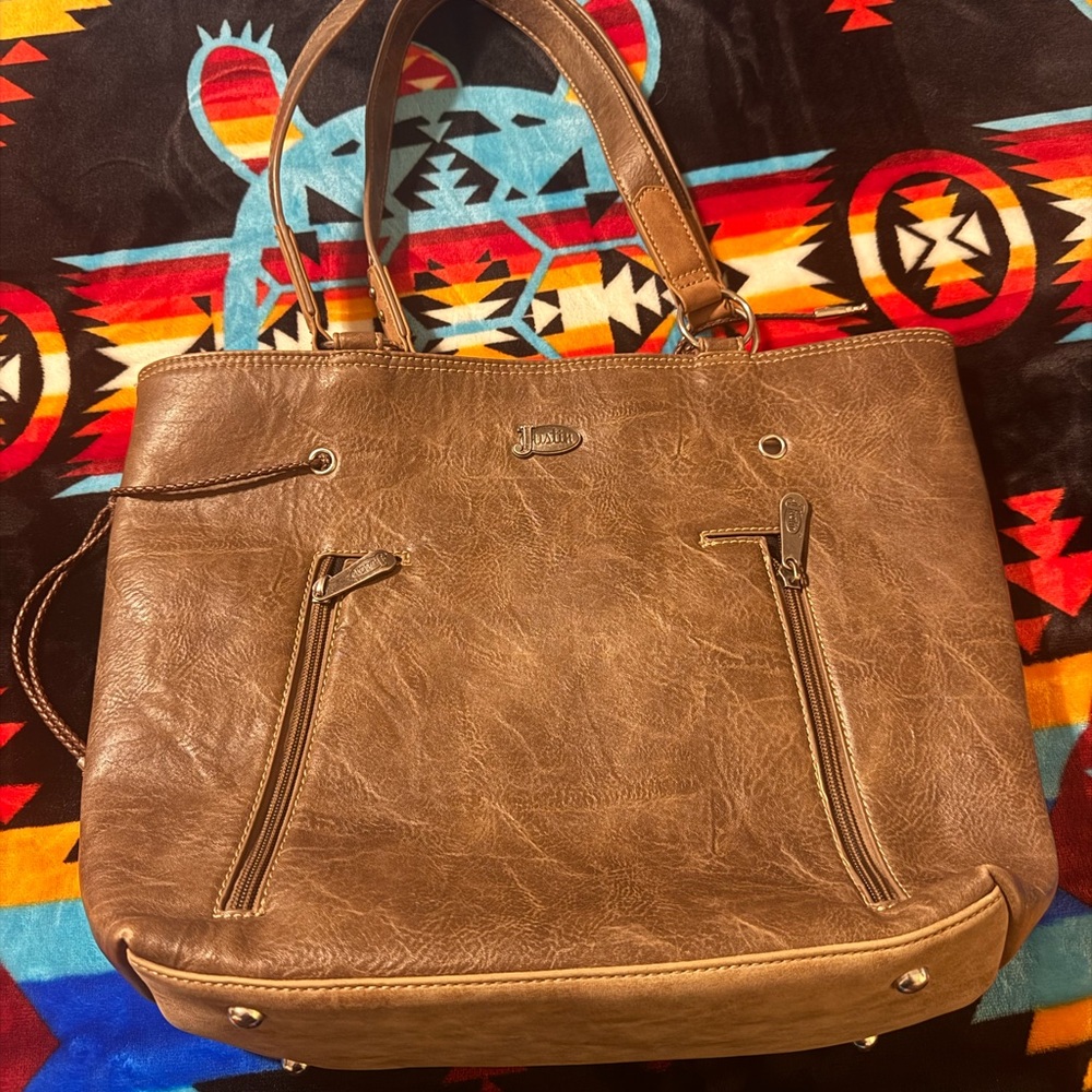 Brown and Tan Justin Tote Bag - Picture 2 of 8